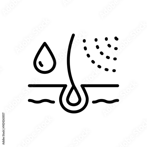 Hair care line icon, loss treatment, moisturizing and applying creatine, healthy roots, serum for follicle, using dry shampoo. Outline vector sign for web design isolated on white background.