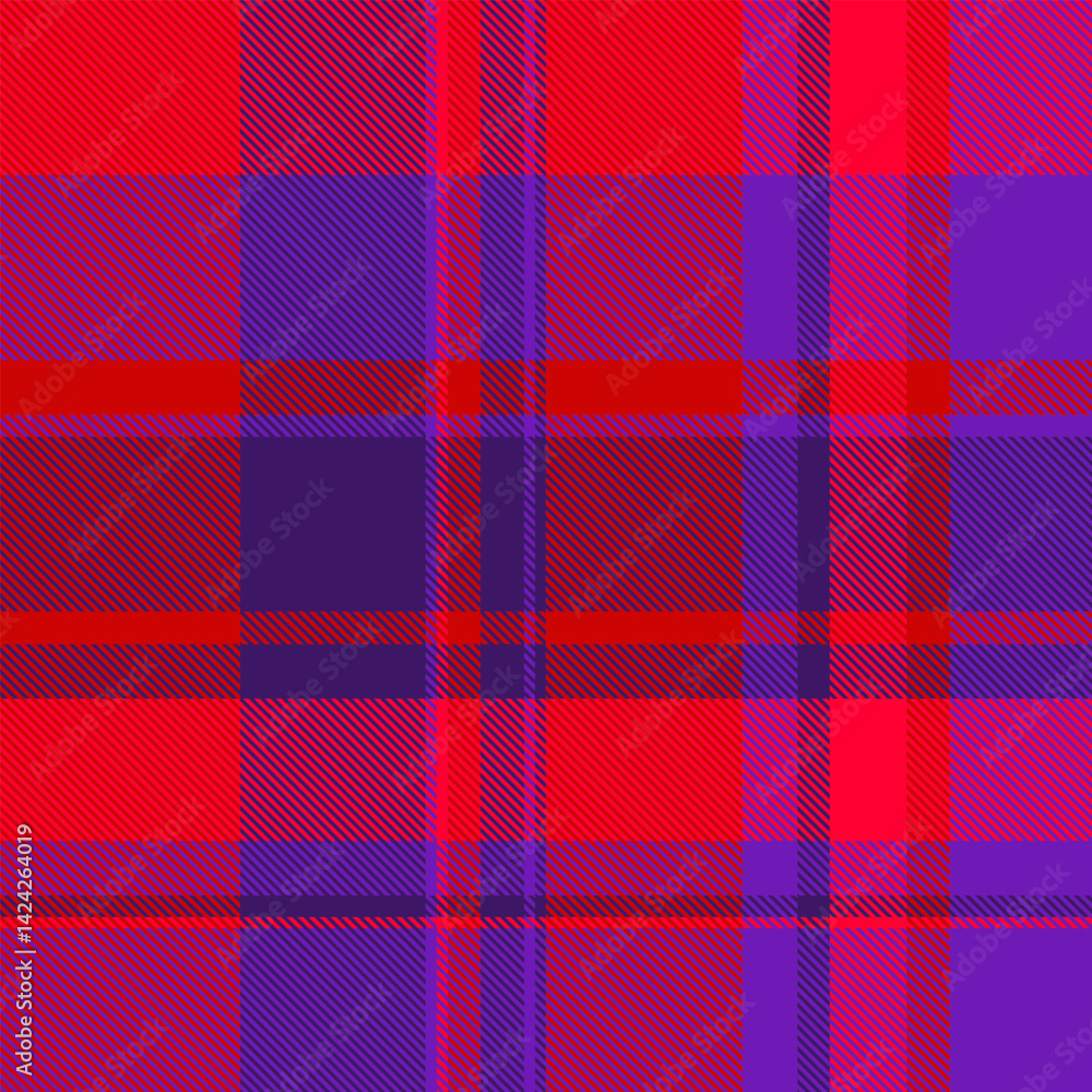Vibrant red and purple plaid pattern. Perfect for textile design, fashion, websites, or any project needing a bold, energetic texture. Vibrant red and purple plaid pattern. Perfect for textile design, fashion, websites, or any project needing a bold, energetic texture.