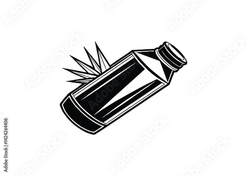 Silhouette of energy drink bottle isolated on a white background