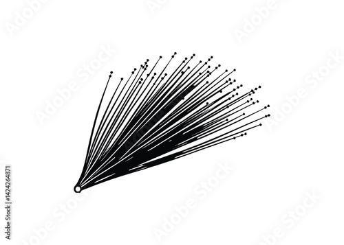 Silhouette of fiber optic lights isolated on a white background