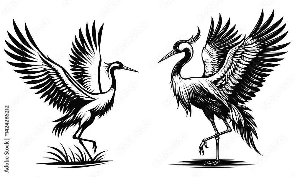 Obraz premium crane bird vector