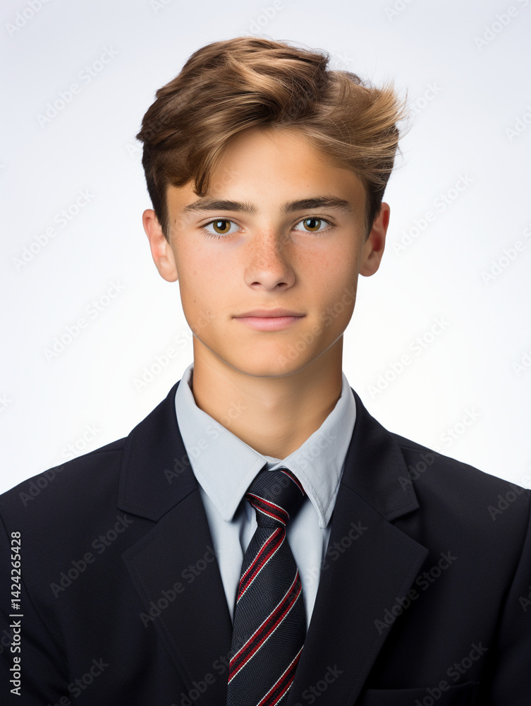 Teenage Boy Passport and ID Photo with Simple Background Teenage Boy Passport and ID Photo with Simple Background