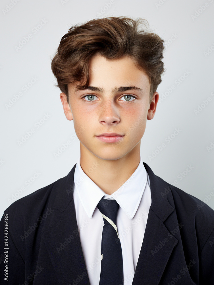 Teenage Boy Passport and ID Photo with Simple Background