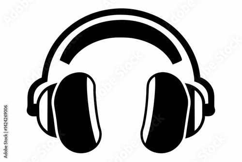 Ear Protection Black and White Silhouette Vector Illustration