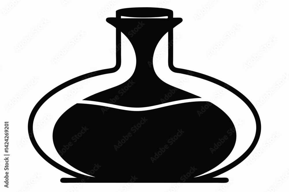 Flask Black and White Silhouette Vector Illustration Flask Black and White Silhouette Vector Illustration