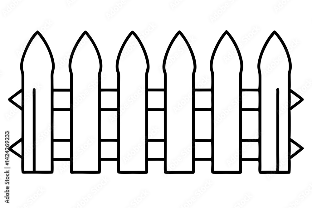 Garden Fence Line Art Vector Illustration Garden Fence Line Art Vector Illustration