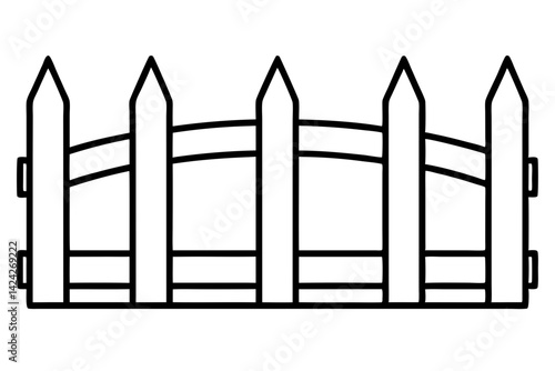Garden Fence Line Art Vector Illustration