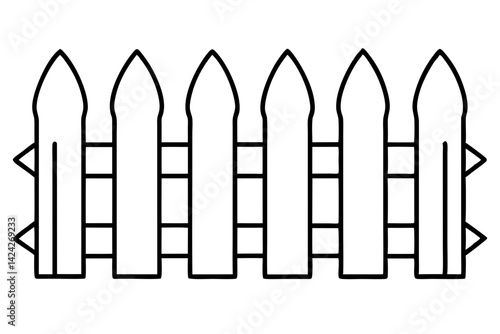 Garden Fence Line Art Vector Illustration