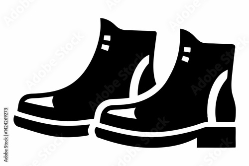 Gardening Boots Black and White Silhouette Vector Illustration