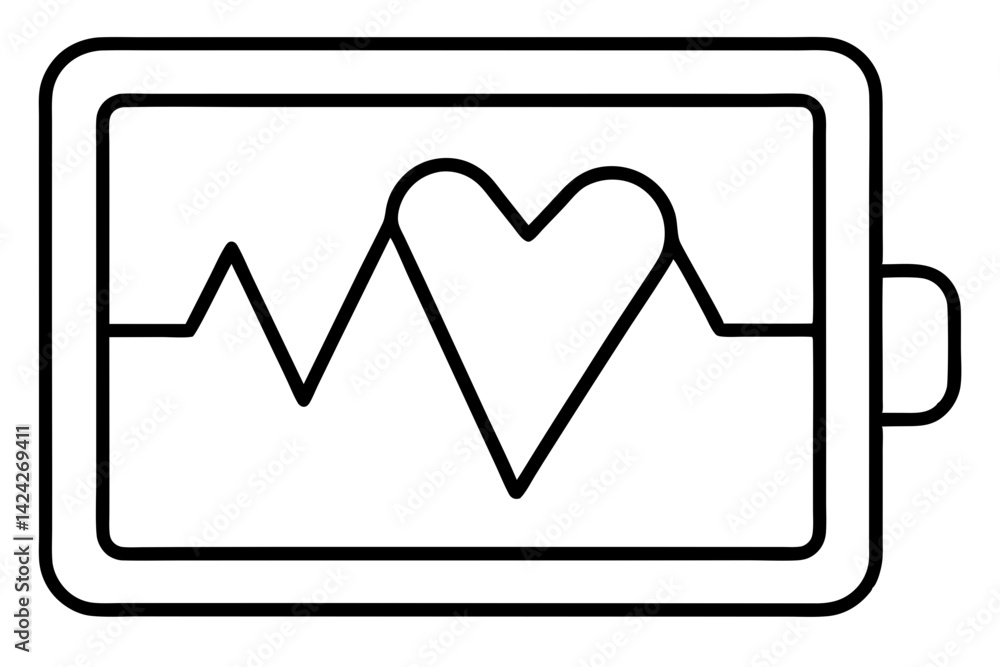 Heart Monitor Line Art Vector Illustration Heart Monitor Line Art Vector Illustration