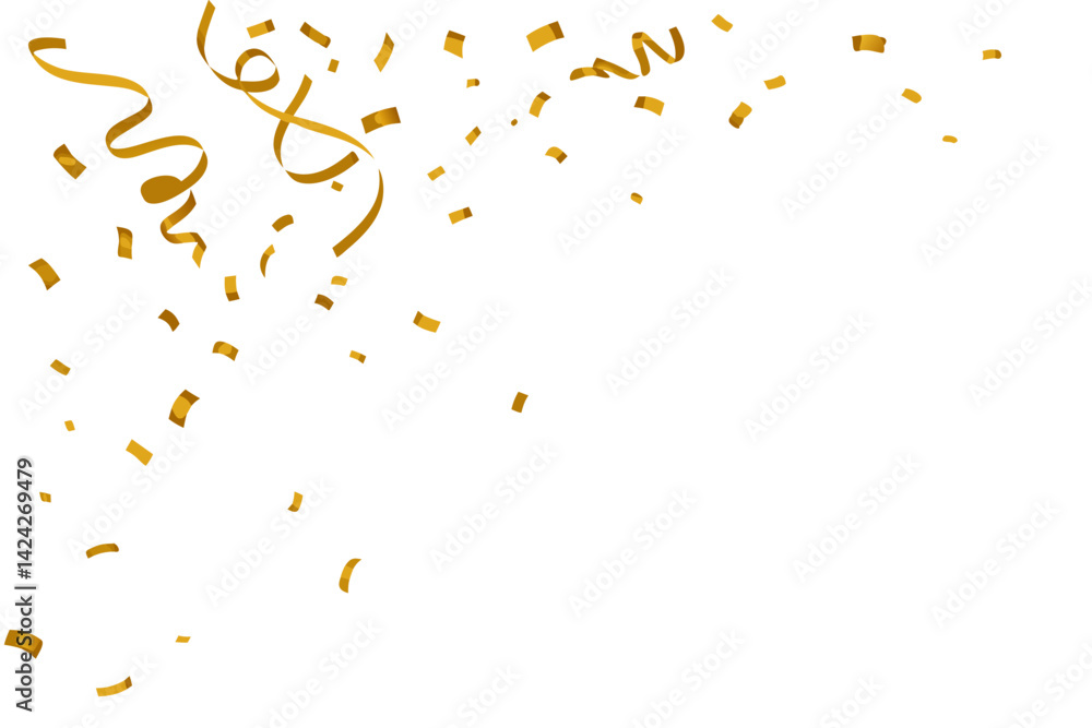 Golden confetti falling down isolated on transparent background. vector illustration Golden confetti falling down isolated on transparent background. vector illustration