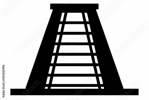 Ladder Black and White Silhouette Vector Illustration