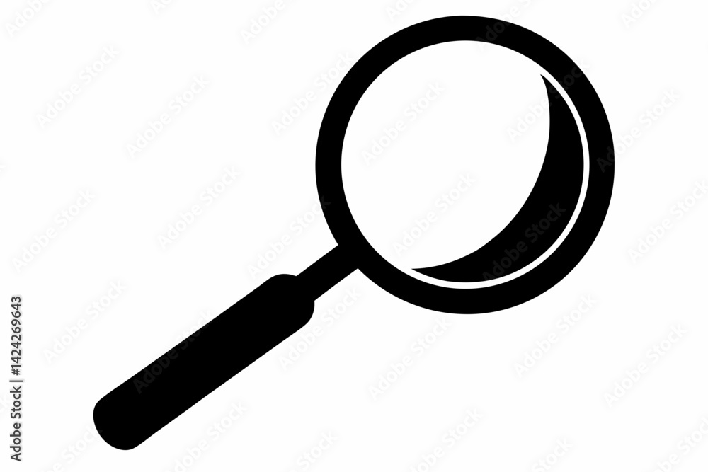 Magnifying Glass Black and White Silhouette Vector Illustration Magnifying Glass Black and White Silhouette Vector Illustration