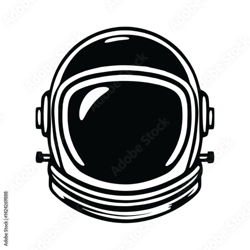 Black and White Astronaut Helmet Illustration  