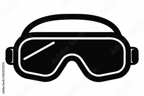 Safety Goggles Black and White Silhouette Vector Illustration