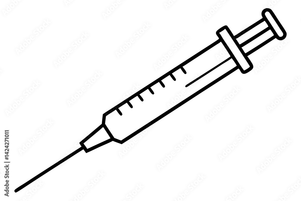 Syringe Line Art Vector Illustration Syringe Line Art Vector Illustration