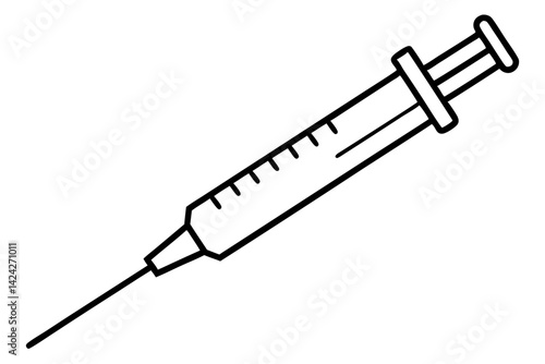 Syringe Line Art Vector Illustration