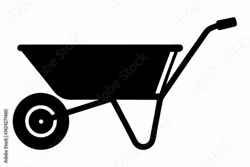 Wheelbarrow Black and White Silhouette Vector Illustration