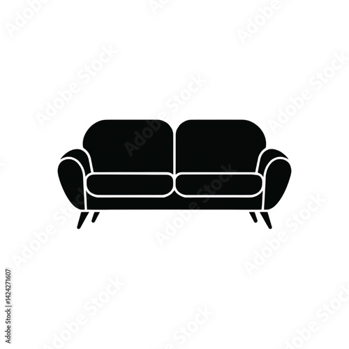 Black Silhouette of a Modern Sofa