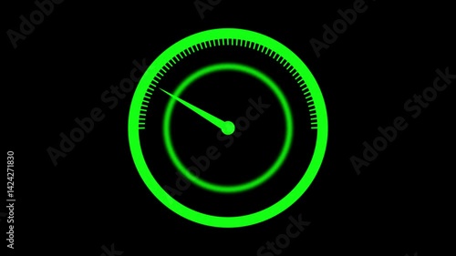 speed meter animation, speed test meter icon animation on black background.Speedometer for download and upload speed concept.