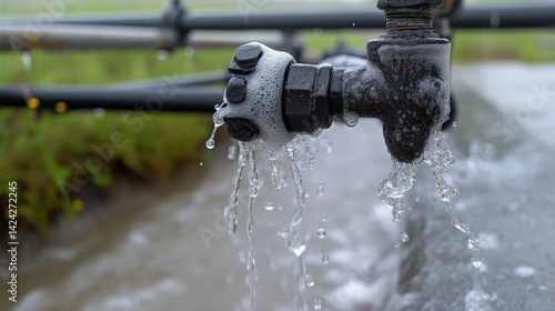 Wallpaper Mural Water faucet with flowing water in a natural setting illustrating efficiency and sustainability Torontodigital.ca