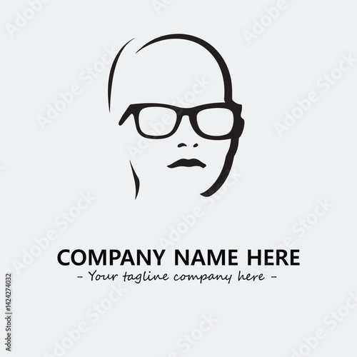 woman with glasses silhouette illustration black and white for logo company vector image