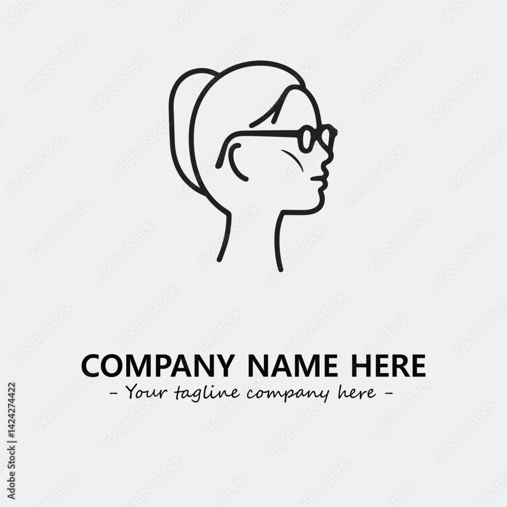 woman with glasses silhouette illustration black and white for logo company vector image woman with glasses silhouette illustration black and white for logo company vector image