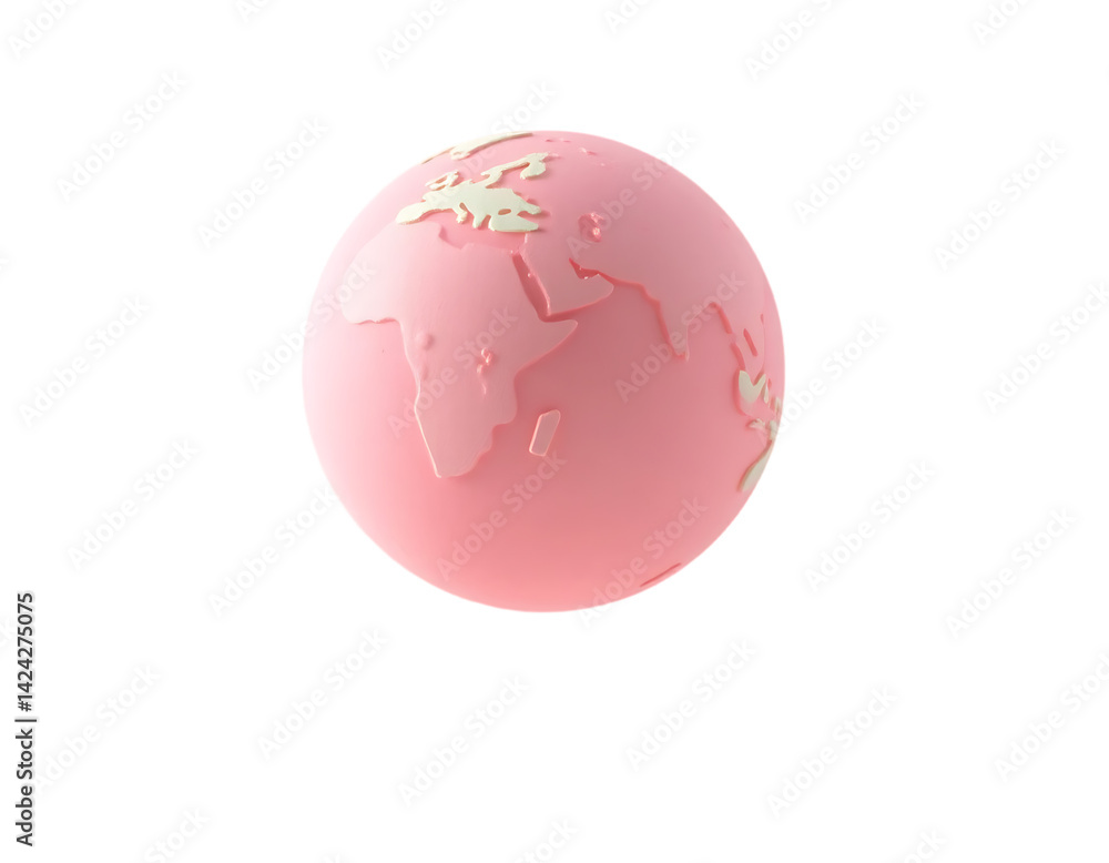 Obraz premium Pink 3D Cartoon Globe of the Earth