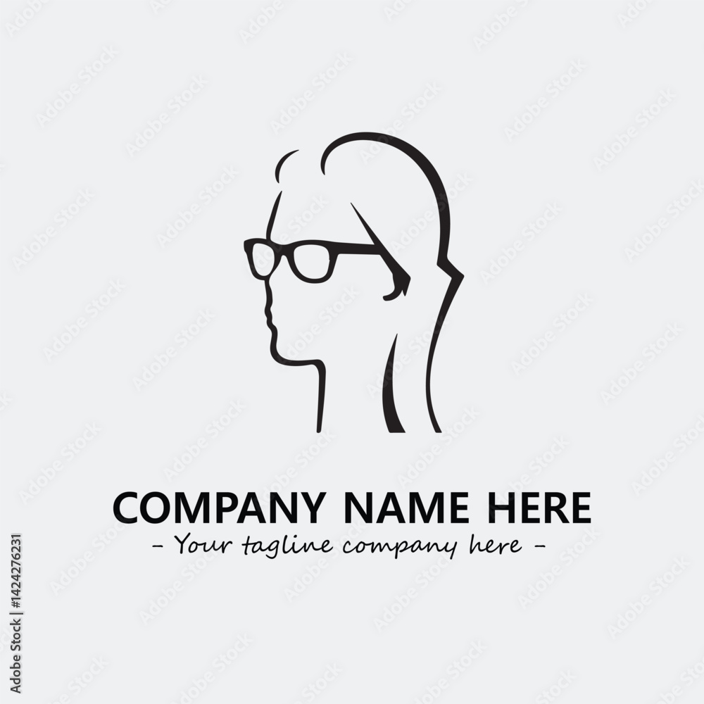 woman with glasses silhouette illustration black and white for logo company vector image woman with glasses silhouette illustration black and white for logo company vector image
