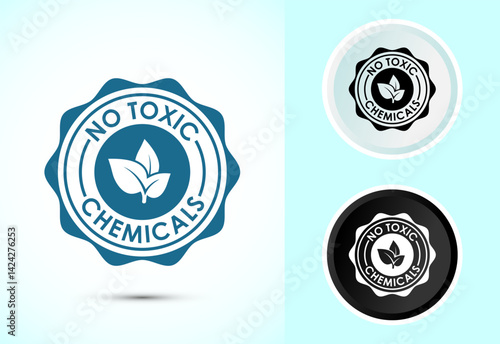 No Toxic Chemicals icon design illustration. No harmful chemical sign in color, black and white