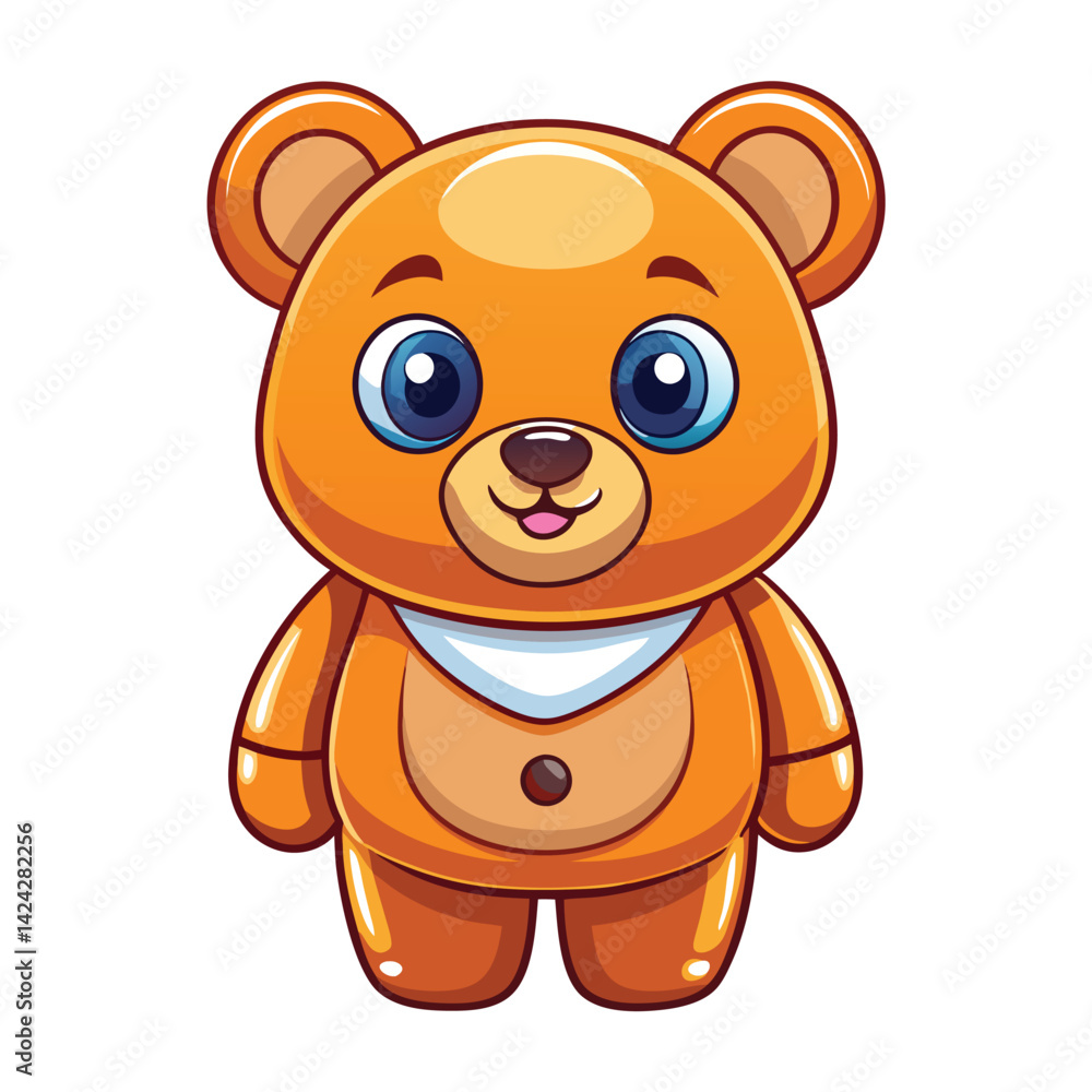 Obraz premium Cute cartoon bear, wearing a bib