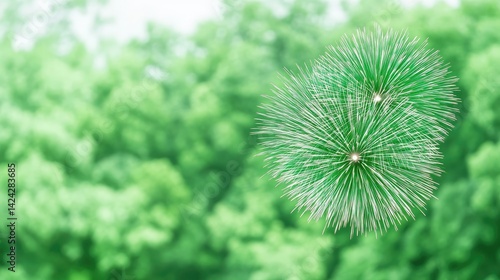 Double Dandelion Seedhead Soft Focus Detailed Macro Shot, Close-up Centered View, Delicate Texture, Natures Dispersion, Blurred Green Foliage, Vibrant Spring Hues, Ideal for Eco Designs