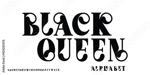 Black Queen typography beauty fashion elegant minimalist serif italic fonts decorative wedding vintage retro logos. Minimal luxury font alphabet logo. Vector illustration