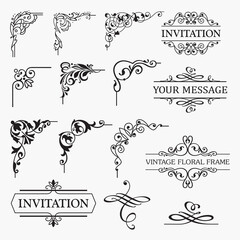 Corners and Borders Vintage Frames Design Elements Set
