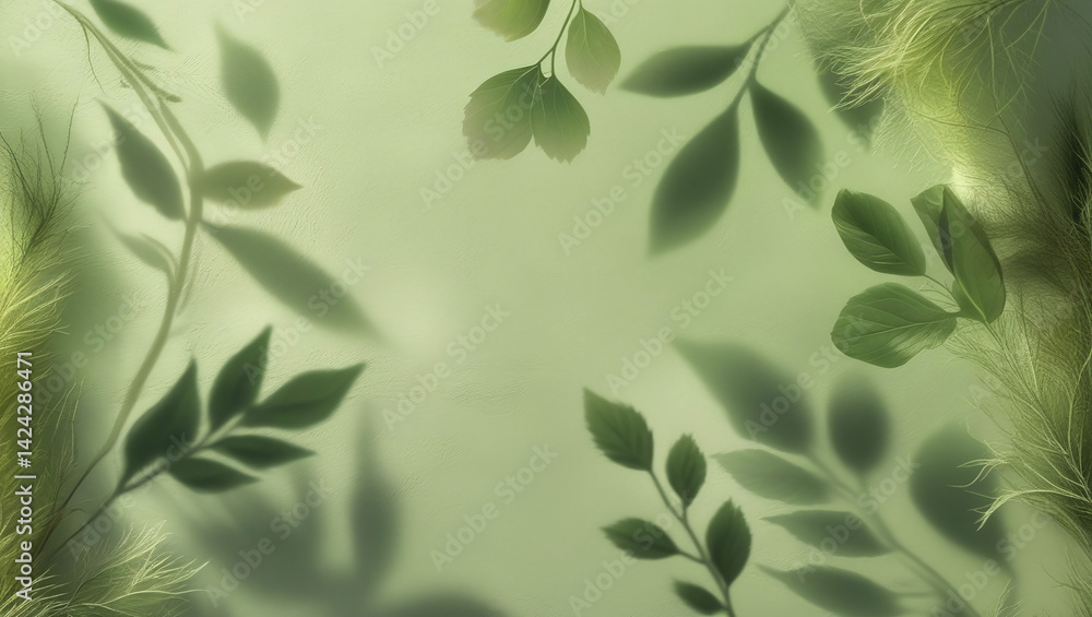 Solid Green Background with Organic Leaf Shadows Solid Green Background with Organic Leaf Shadows