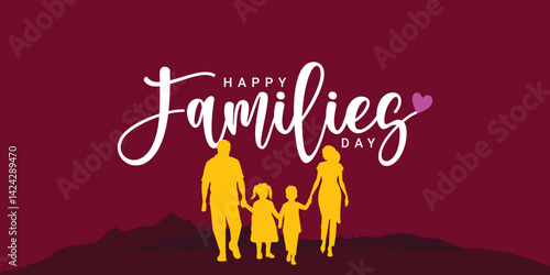 International Day of Families logo creative design idea, Wishing Greeting Card. World Family Day with Father, Mother, Daughter, and Son. Vector Illustration.