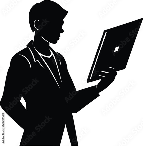 silhouette of digital artist with tablet