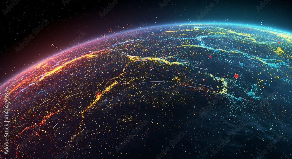 Obraz premium Abstract Earth Globe with City Lights