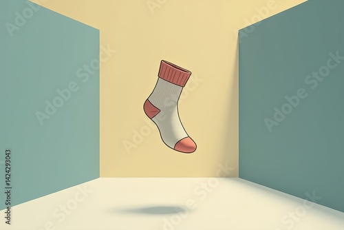 Obraz na płótnie Floating sock in minimalist pastel room w salonie