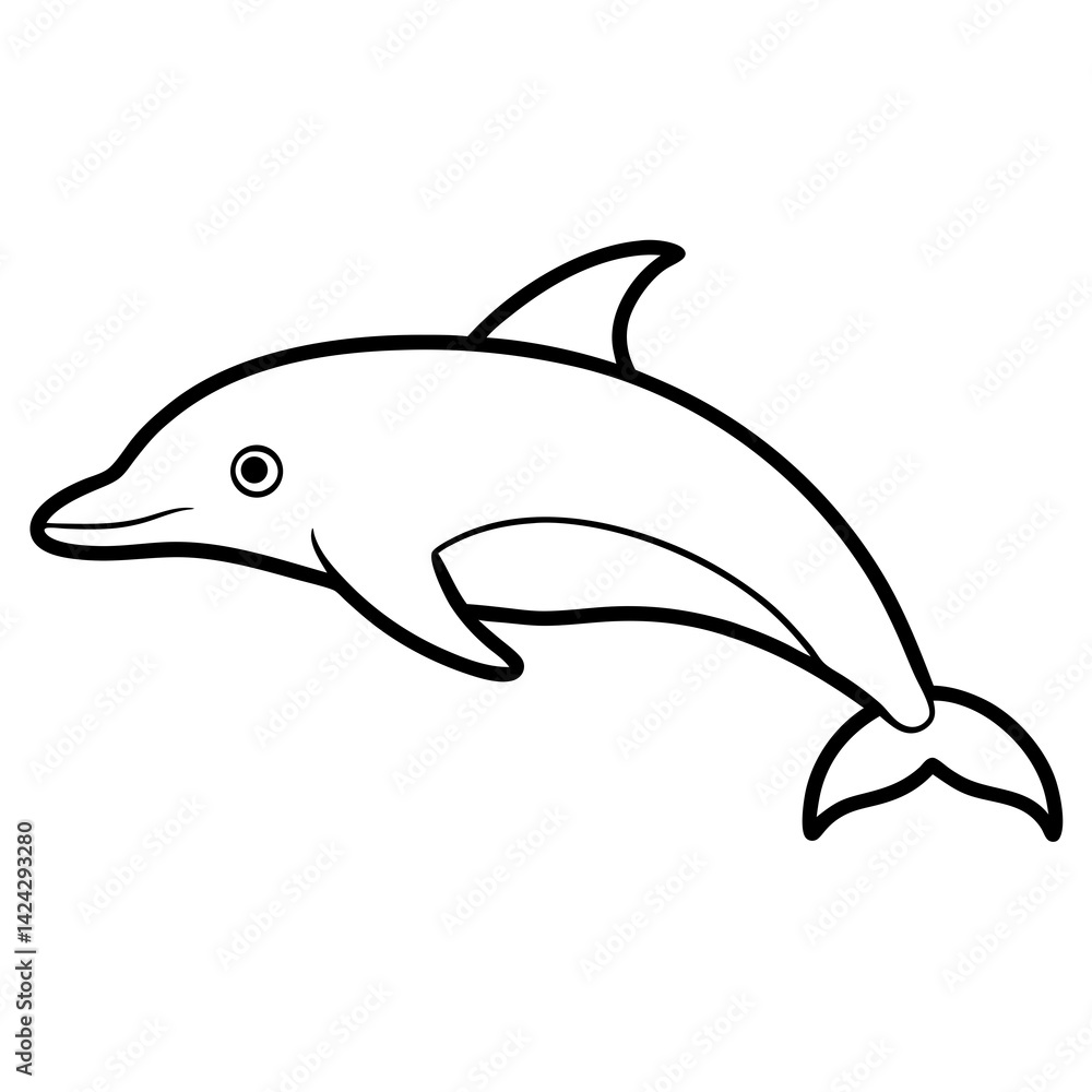 Fototapeta premium Animal porpoise line art vector 