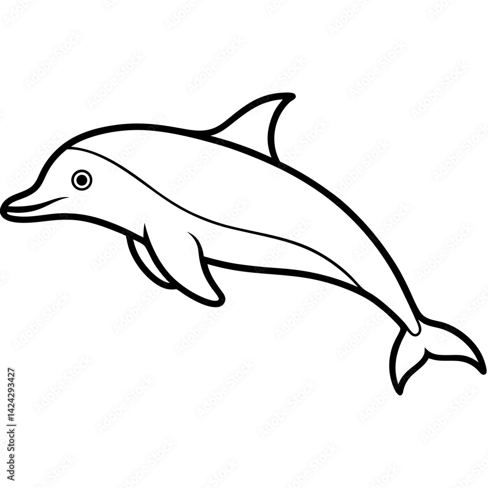 Fototapeta premium Animal porpoise line art vector