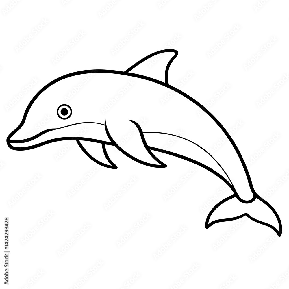 Fototapeta premium Animal porpoise line art vector 