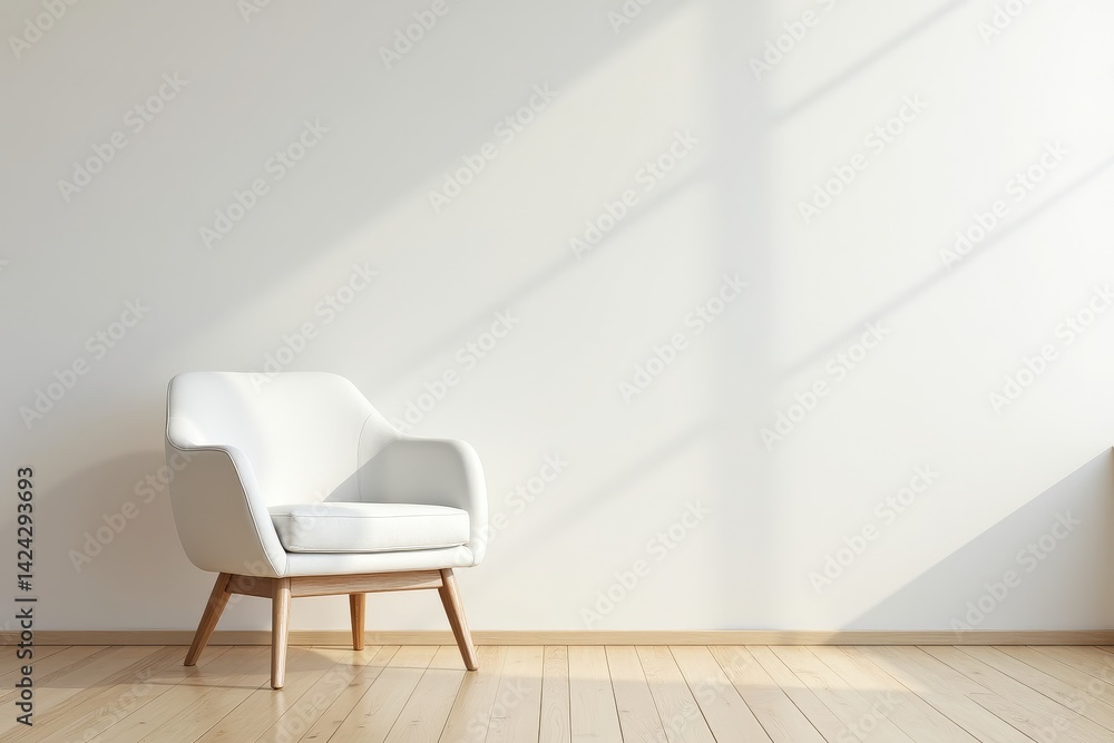 Minimalist elegant chair in sunlit room
