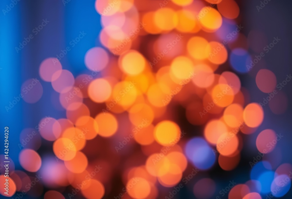 Fototapeta premium Abstract blue and orange bokeh lights swirl, creating a magical, dreamy festive backdrop, texture, magical