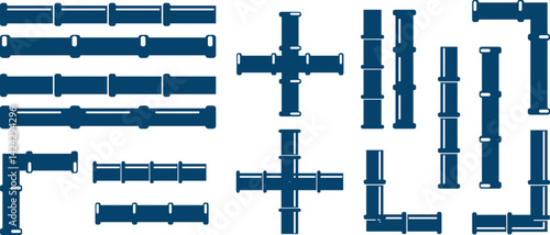 Pipes  plumbing  set vector icon logo