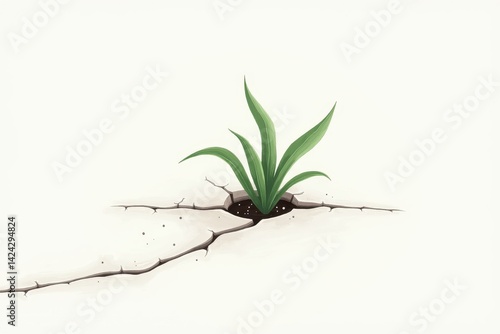 Obraz na płótnie Plant growing cracked surface: resilience nature's persistence w salonie