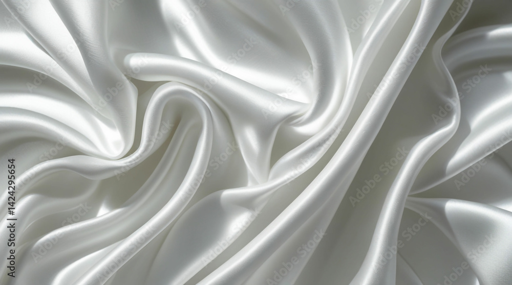 Fototapeta premium Ethereal White Silk: A Luxurious Texture of Flowing Fabric with Soft Folds and Subtle Light Play