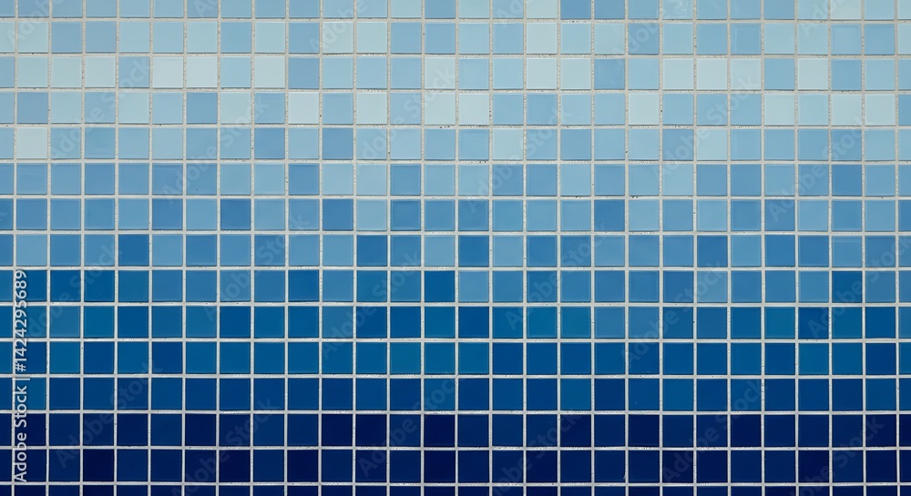 Fototapeta premium Blue square mosaic tile pattern texture background with color gradient 