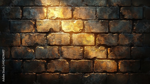Fototapeta Naklejka Na Ścianę i Meble -  Aged brick wall, illuminated by a spotlight