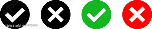 Checkmark and cross mark icon set. green tick mark. red icons. yes and no buttons. do and don't button
